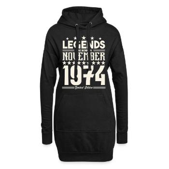 Legenden werden im November 1974 geboren.Geschenkjubiläum - Hoodie-Kleid - Schwarz - Vorne