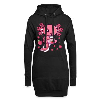 Kawaii Axolotl Erdbeermilch Milchshake Anime - Hoodie-Kleid - Schwarz - Vorne