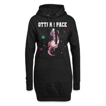 Otter Weltraum Sonnensystem Planeten Astronaut - Hoodie-Kleid - Schwarz - Vorne