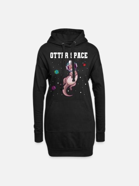 Otter Weltraum Sonnensystem Planeten Astronaut - Hoodie-Kleid - Schwarz