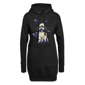 Pudel Hund Herzen cooles Hundemotiv Vintage - Hoodie-Kleid - Schwarz - Vorne