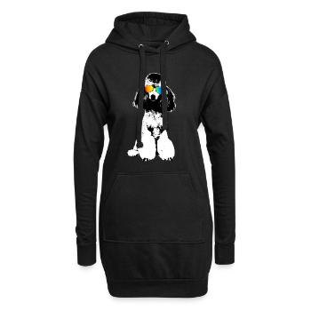 Caniche Chien avec Rainbow LGBTQ Lunettes de soleil Chiens - Sweat-shirt à capuche long Femme - noir - Devant