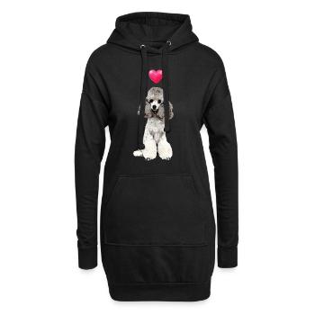 Pudel Hund Herz süßes Pudelmotiv - Hoodie-Kleid - Schwarz - Vorne