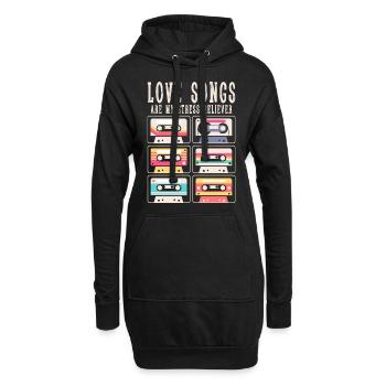 Les chansons d’amour sont mon anti-stress - Sweat-shirt à capuche long Femme - noir - Devant