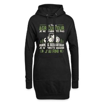 Je suis agriculteur je ne m'arrête pas agriculteur - Sweat-shirt à capuche long Femme - noir - Devant