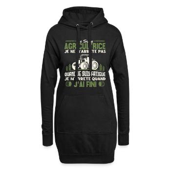 Je suis agricultrice je ne m'arrête pas. - Sweat-shirt à capuche long Femme - noir - Devant