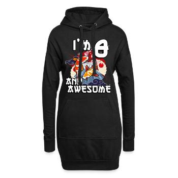 Ich Bin 8 Und Awesome Japanischer Karpfen Koi - Hoodie-Kleid - Schwarz - Vorne