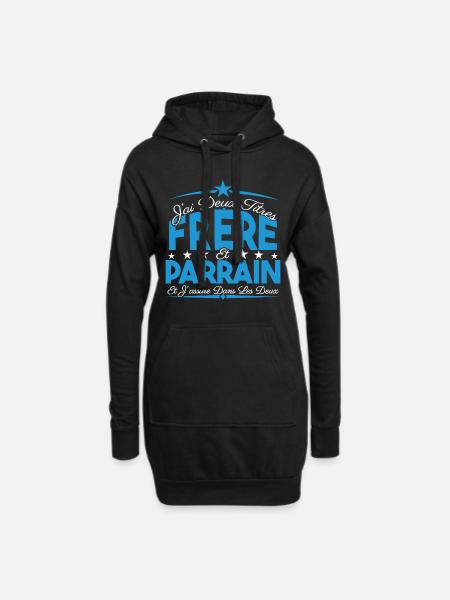J'ai deux titres frère et Parrain. Cadeau frère. - Sweat-shirt à capuche long Femme - noir