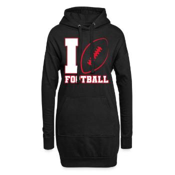 I love Football American Football USA - Hoodie-Kleid - Schwarz - Vorne