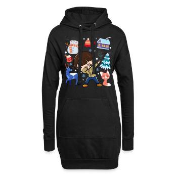 Tupfende Junge Schnee Hirsche Winter Gemäßigtes - Hoodie-Kleid - Schwarz - Vorne