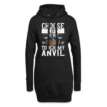 Enclume de forge forgeuse - Sweat-shirt à capuche long Femme - noir - Devant