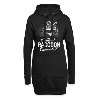 Raton laveur - Sweat-shirt à capuche long Femme - noir - Devant