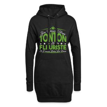 J'ai deux titres tonton et Fleuriste Cadeau tonton - Sweat-shirt à capuche long Femme - noir - Devant