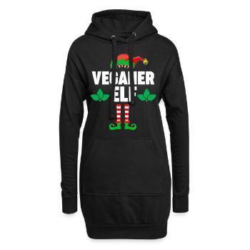 Weinachten Weihnachtself Veganer Elf Elfen - Hoodie-Kleid - Schwarz - Vorne