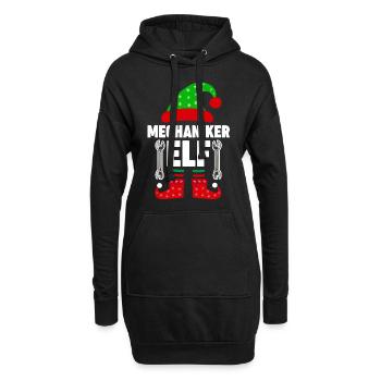 Weinachten Weihnachtself Mechaniker Elf Elfen - Hoodie-Kleid - Schwarz - Vorne