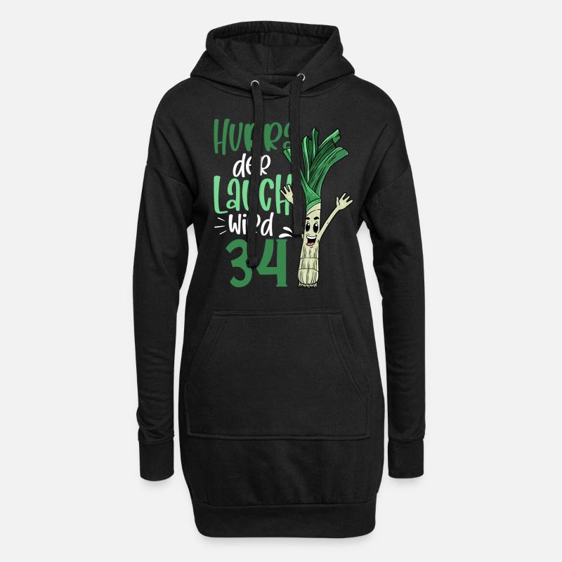 Hurra der Lauch wird 34 - Hoodie-Kleid - Schwarz