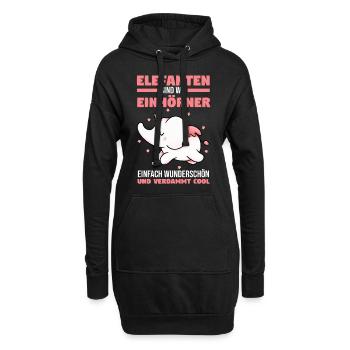 Dickhäuter Rüsseltier Einhorn Elefant - Hoodie-Kleid - Schwarz - Vorne