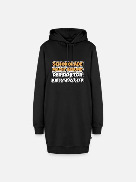 Schokolade macht gesund Lustiger Spruch Schokolade - Hoodie-Kleid - Schwarz