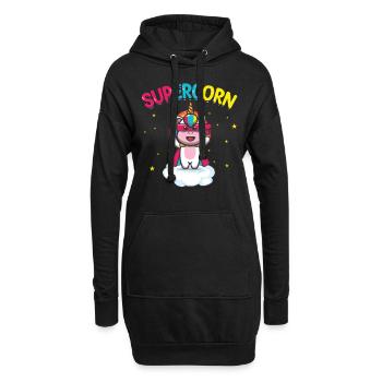 Supercorn | Licorne mignonne | Chemise Licorne | - Sweat-shirt à capuche long Femme - noir - Devant