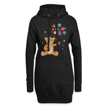 Teddy Bär Planet Luftballons Astronaut - Hoodie-Kleid - Schwarz - Vorne