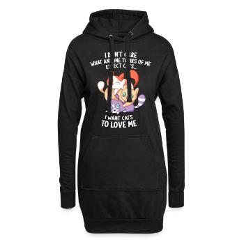 Drôle de chat disant chats Mama chaton chaton - Sweat-shirt à capuche long Femme - noir - Devant