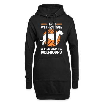 Frau mit Irischer Wolfshund Irish Wolfhound - Hoodie-Kleid - Schwarz - Vorne