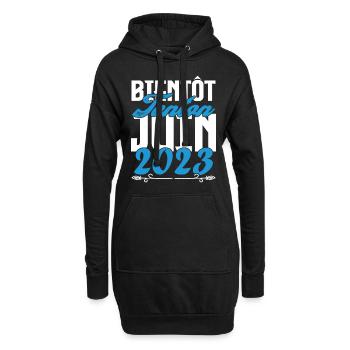 Cadeau Annonce grossesse bientôt Tonton Juin 2023. - Sweat-shirt à capuche long Femme - noir - Devant