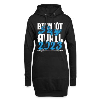 Cadeau Annonce grossesse. bientôt Papy Avril 2023. - Sweat-shirt à capuche long Femme - noir - Devant
