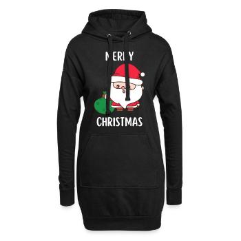 Joyeux Noël Drôle de Chemise de Noël - Sweat-shirt à capuche long Femme - noir - Devant