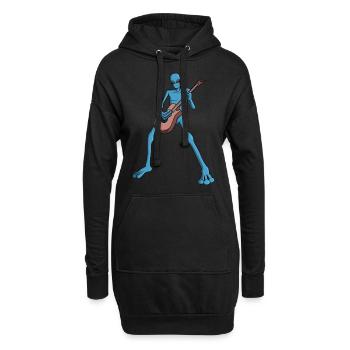 Alien Gitarrist Gitarre Astronaut Außerirdischer - Hoodie-Kleid - Schwarz - Vorne