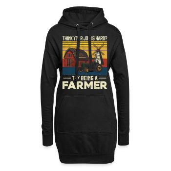 Farming Farmer Vintage Tractor - Hoodie-Kleid - Schwarz - Vorne