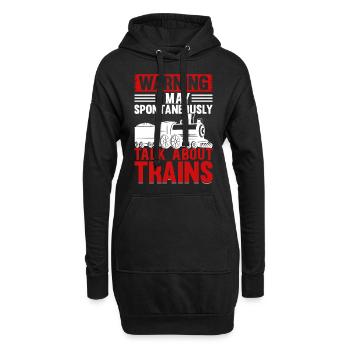 Locomotive - Avertissement je peux spontanément parler Abou - Sweat-shirt à capuche long Femme - noir - Devant