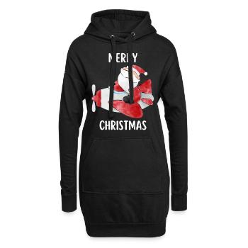 Joyeux Noël Drôle de Chemise de Noël - Sweat-shirt à capuche long Femme - noir - Devant