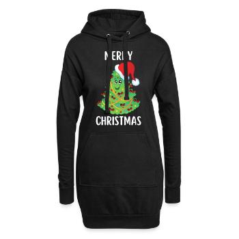 Merry Christmas Lustiges Weihnachtsshirt - Hoodie-Kleid - Schwarz - Vorne