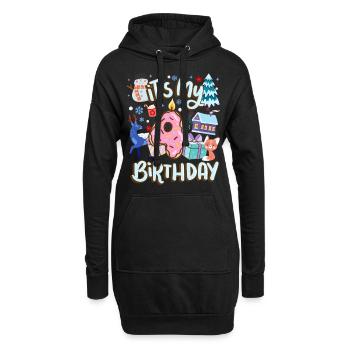 C’est mon beignet de vacances bonhomme de neige de 4 ans - Sweat-shirt à capuche long Femme - noir - Devant