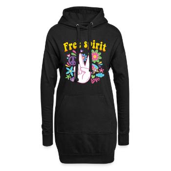 Hippie Cadeau Acidhead Flowerpower Hippi Hippy - Sweat-shirt à capuche long Femme - noir - Devant