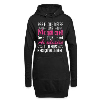 pas facile d'être une maman et une Auxiliaire. - Sweat-shirt à capuche long Femme - noir - Devant