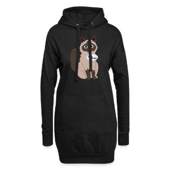 J’ai puked drôle de chat choix américain - Sweat-shirt à capuche long Femme - noir - Devant