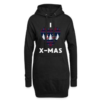 I Love X-Mas Weihnachten Gestricktes Herz - Hoodie-Kleid - Schwarz - Vorne
