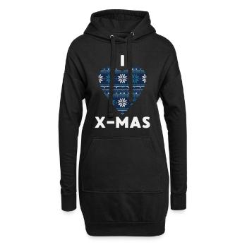 I Love X-Mas Weihnachten Gestricktes Herz - Hoodie-Kleid - Schwarz - Vorne