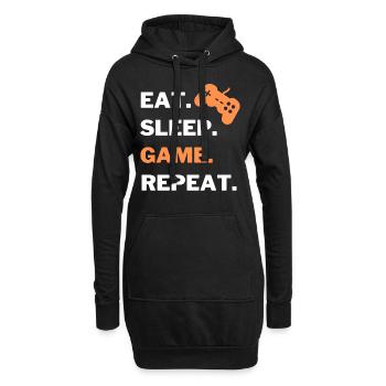 eat sleep game repeat gamer Tshirt - Hoodie-Kleid - Schwarz - Vorne
