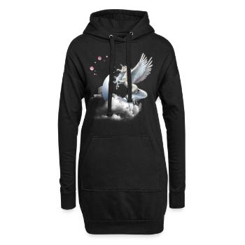 T-shirt licorne cadeau licorne - Sweat-shirt à capuche long Femme - noir - Devant