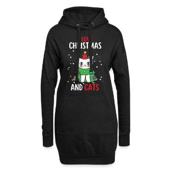 J’aime Noël et Chats Chat Noël - Sweat-shirt à capuche long Femme - noir - Devant
