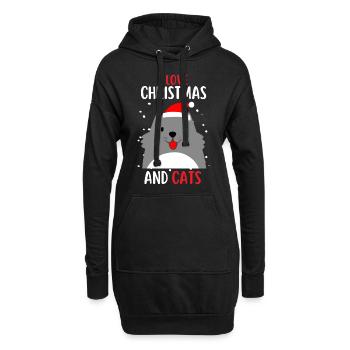 J’aime Noël et Chats Chat Noël - Sweat-shirt à capuche long Femme - noir - Devant