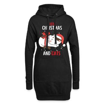 J’aime Noël et Chats Chat Noël - Sweat-shirt à capuche long Femme - noir - Devant