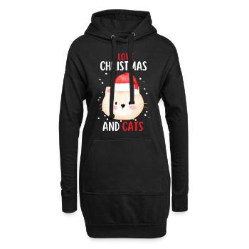 J’aime Noël et Chats Chat Noël - Sweat-shirt à capuche long Femme - noir - Devant