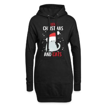 J’aime Noël et Chats Chat Noël - Sweat-shirt à capuche long Femme - noir - Devant