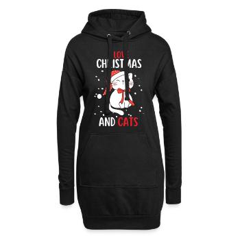 J’aime Noël et Chats Chat Noël - Sweat-shirt à capuche long Femme - noir - Devant