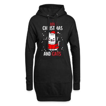 J’aime Noël et Chats Chat Noël - Sweat-shirt à capuche long Femme - noir - Devant