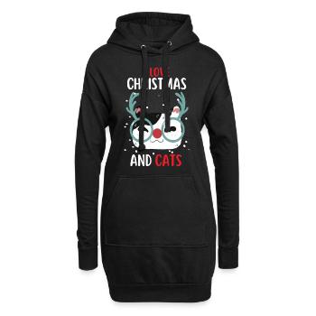 J’aime Noël et Chats Chat Noël - Sweat-shirt à capuche long Femme - noir - Devant